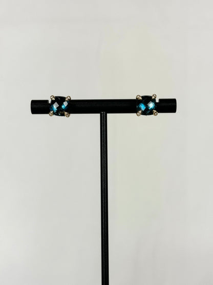 COMES with BOX - David Yuman 18K Yellow Gold Hampton Blue Topaz Stud Earrings