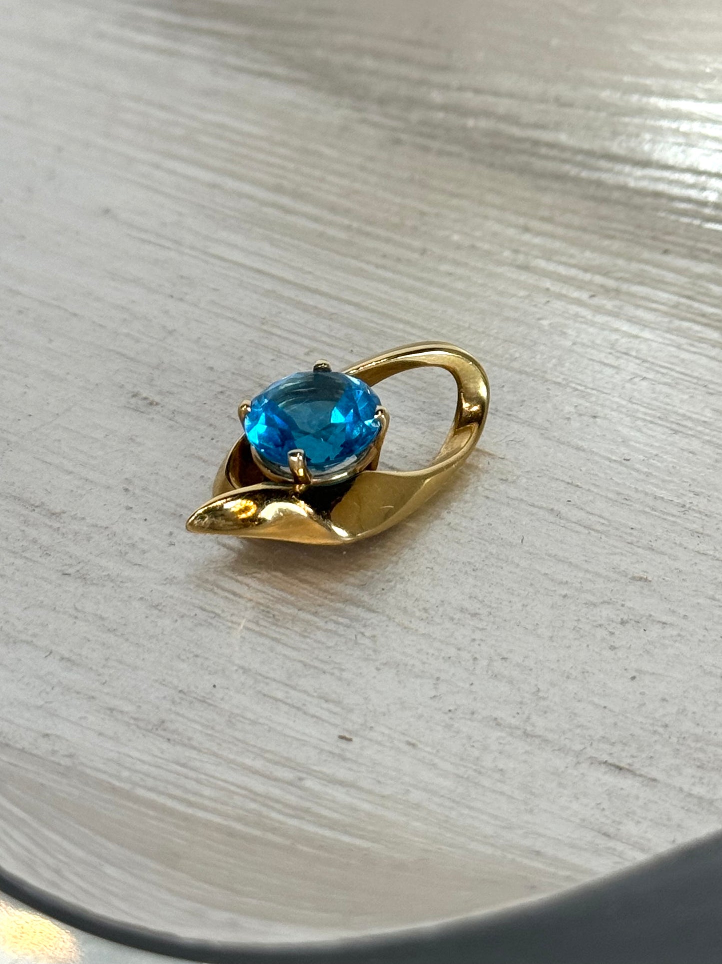 John Atencio Gold Toned Blue Topaz Pendant