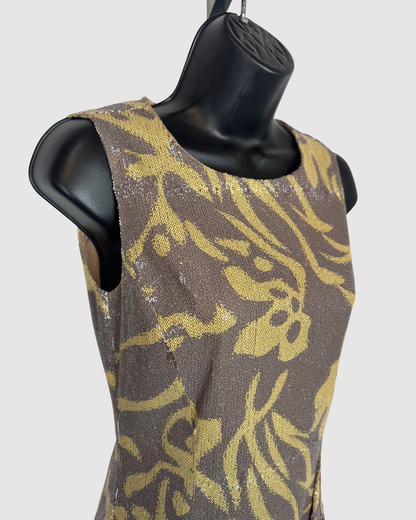 Custo Barcelona Grey Green Floral/ Snake Print Sequin Sleeveless Mini Dress