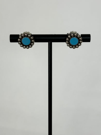 Lagos Sterling Silver Maya Blue Ceramic Stud Earrings