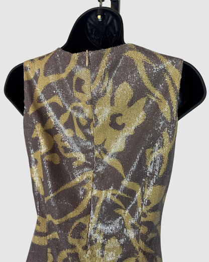 Custo Barcelona Grey Green Floral/ Snake Print Sequin Sleeveless Mini Dress
