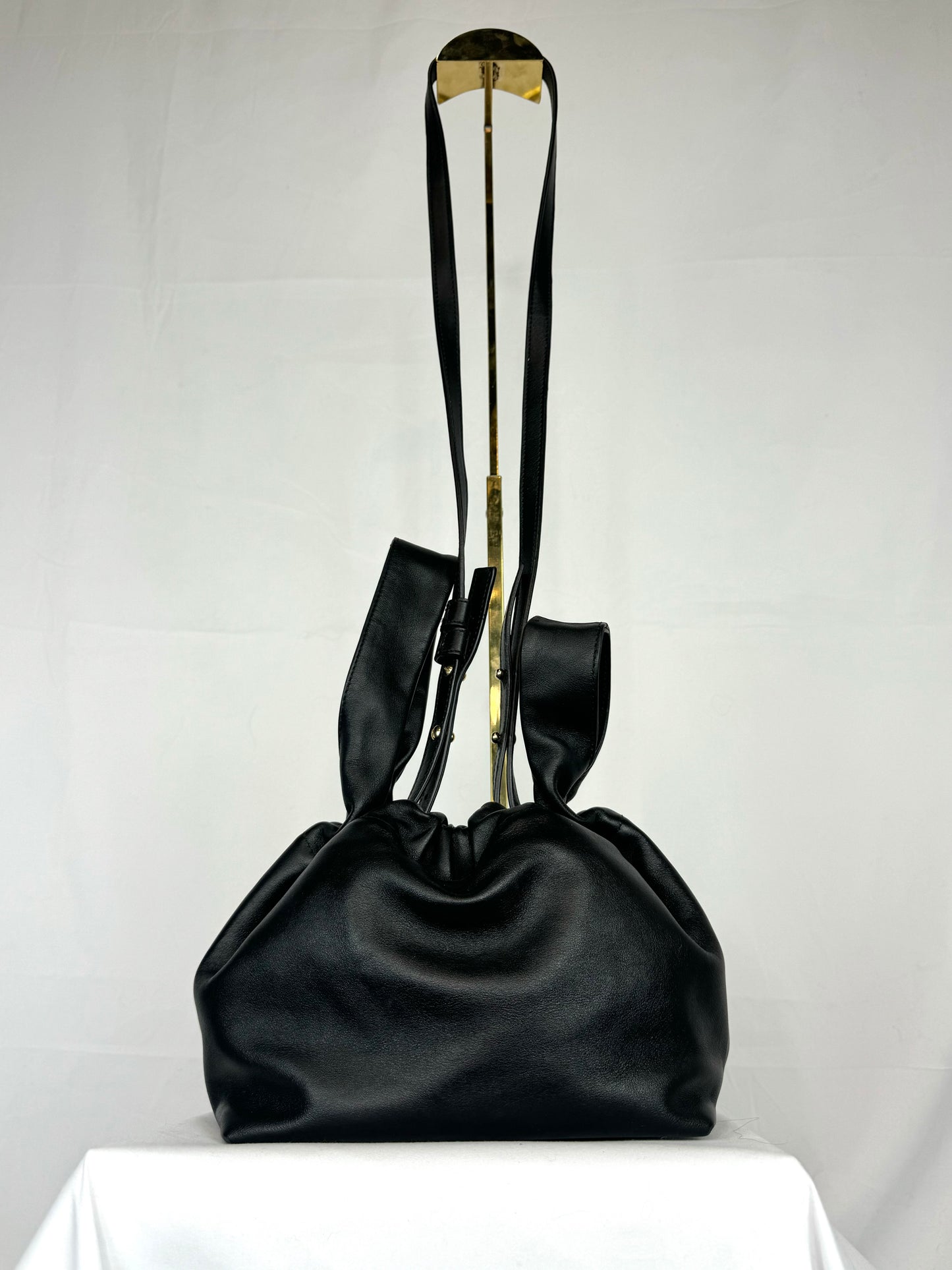 Bally Black Leather Quilted Drawstring Crossbody Bag