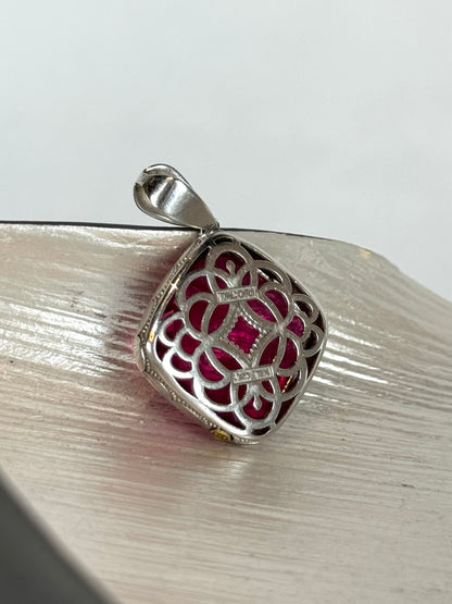 Tacori Sterling Silver with 18k Yellow Gold Accents "City Lights" Hot Pink Quartz Pendant