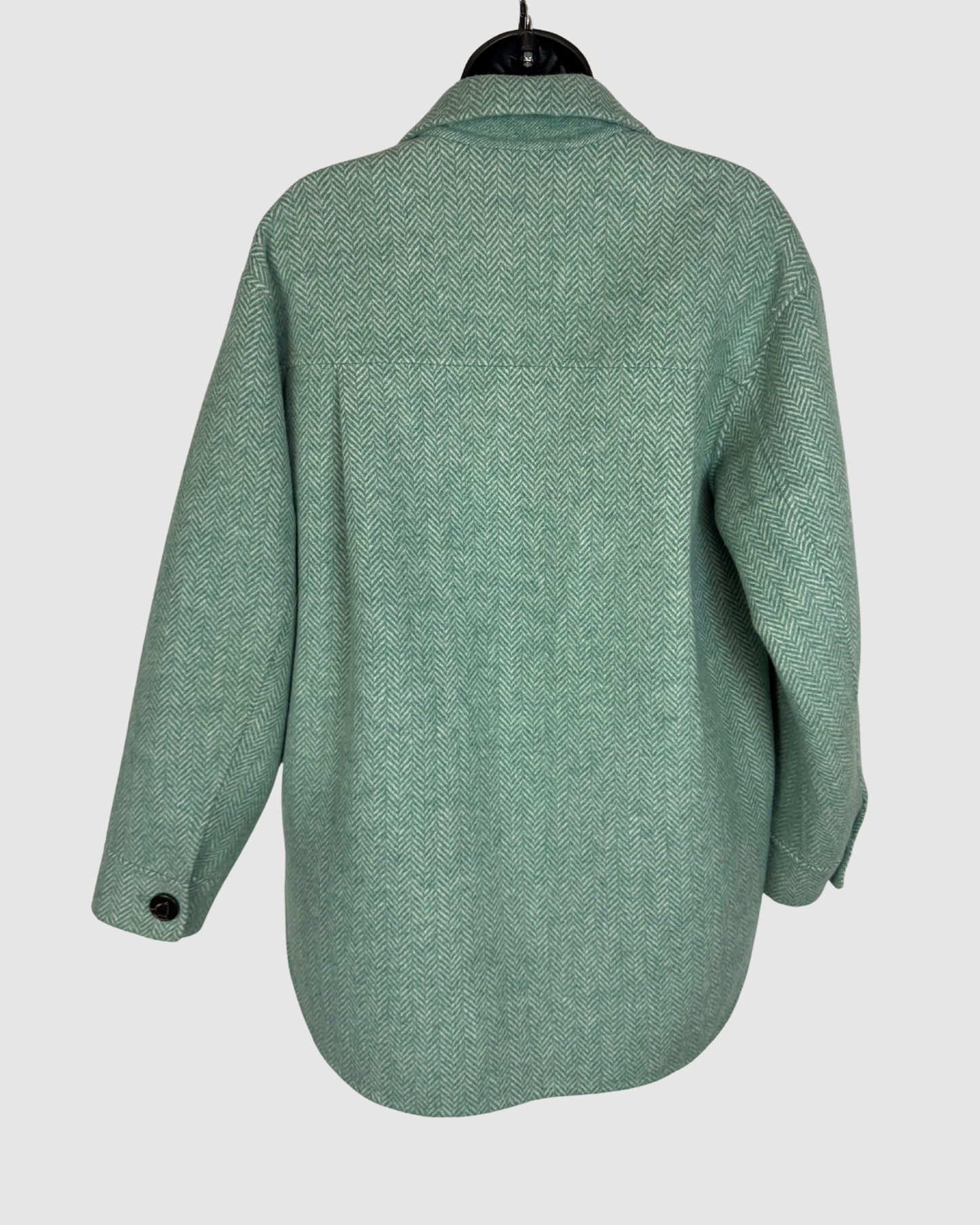 Rails Wool Light Green Chevron Print Double Breasted Button Up Jacket