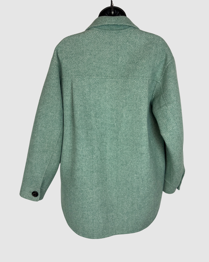 Rails Wool Light Green Chevron Print Double Breasted Button Up Jacket