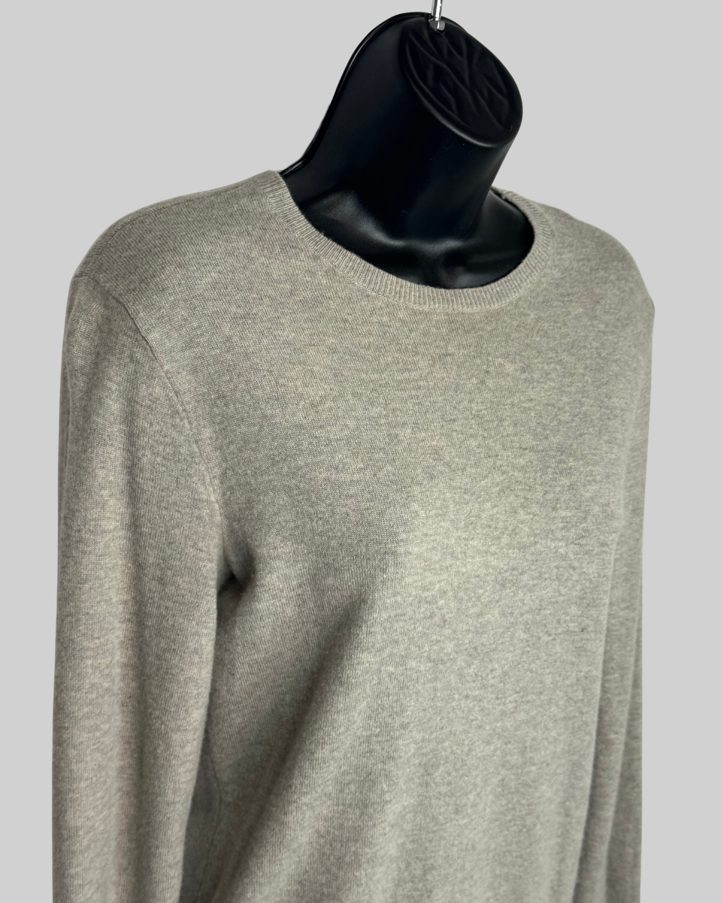 Ralph Lauren Cashmere Grey Sweater w Brown Leather Elbow Detail