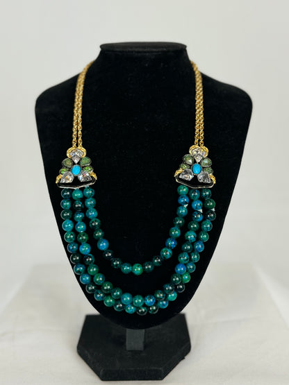 Alexis Bittar Turquoise Ornate Gem Cluster Necklace