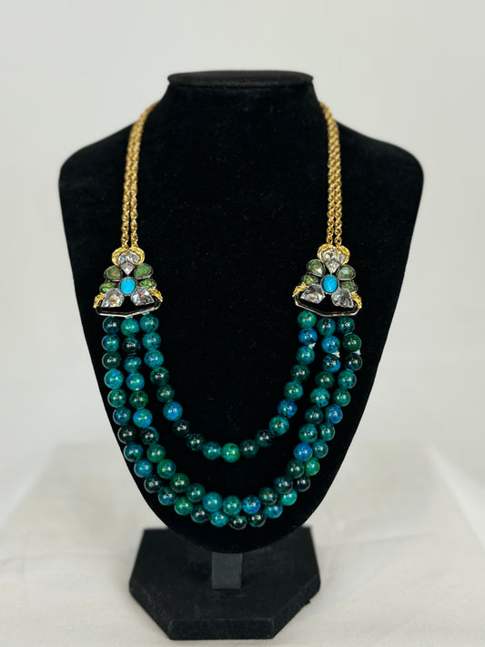 Alexis Bittar Turquoise Ornate Gem Cluster Necklace