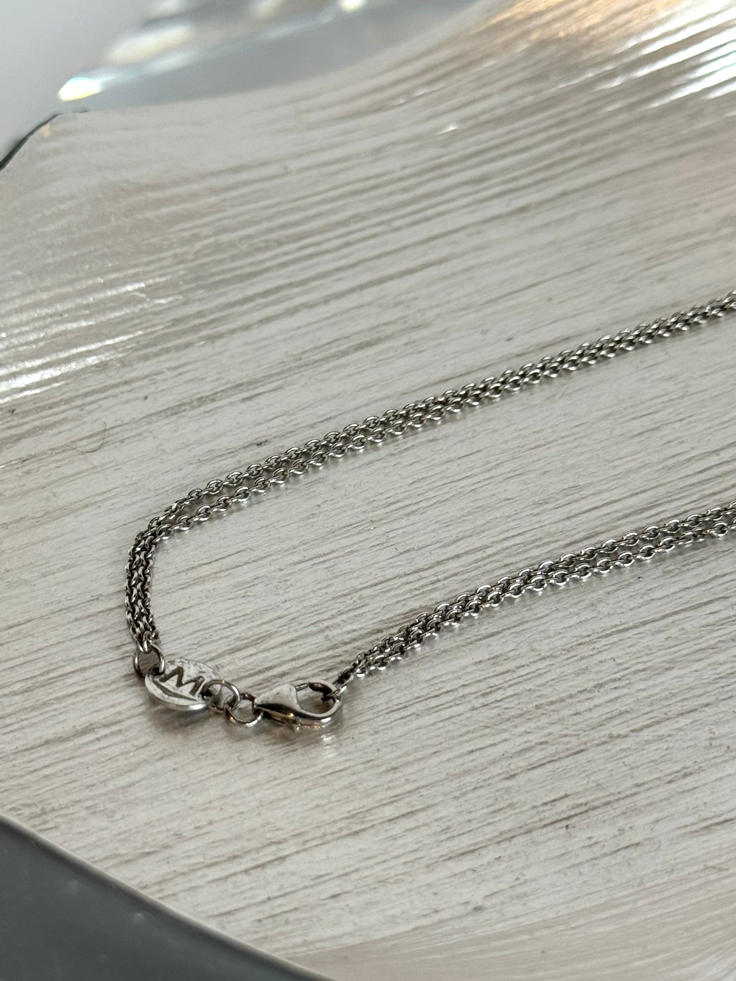 Movado Sterling Silver 2 Strand Knot Necklace w Triple Dangle