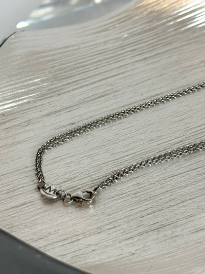 Movado Sterling Silver 2 Strand Knot Necklace w Triple Dangle