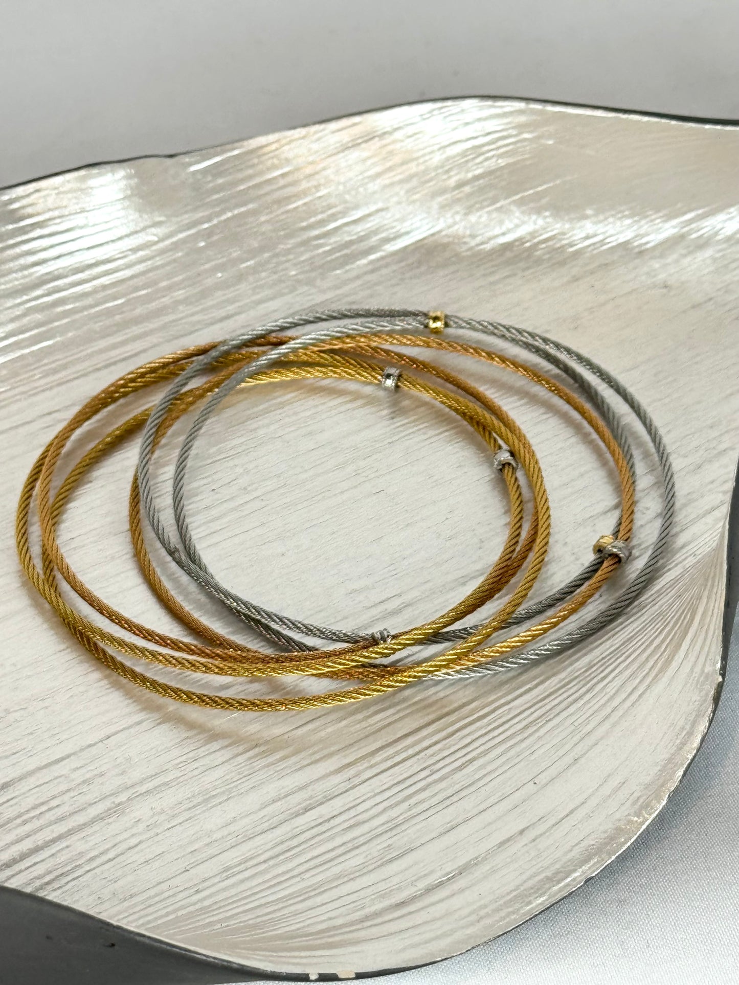 Alor 6-Row Slideover Bracelet Silver, Gold & Rose Gold Toned