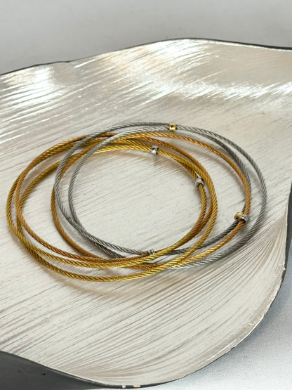 Alor 6-Row Slideover Bracelet Silver, Gold & Rose Gold Toned