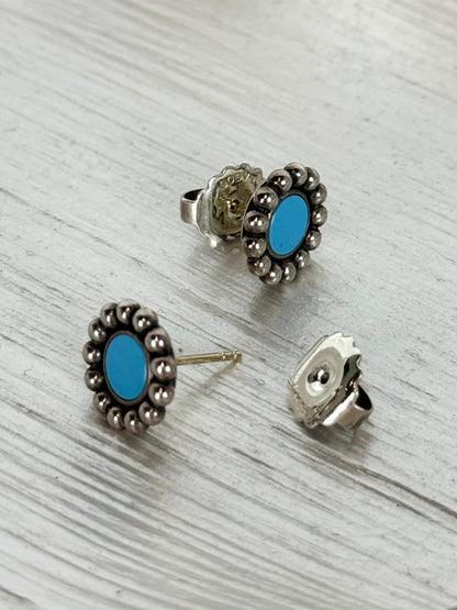 Lagos Sterling Silver Maya Blue Ceramic Stud Earrings