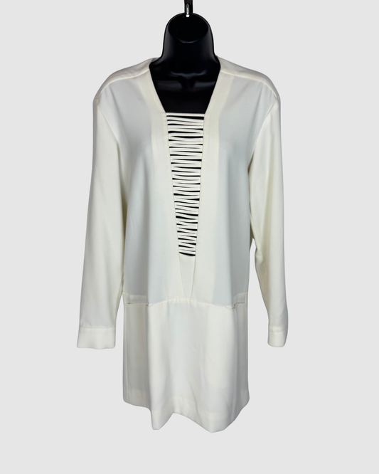 IRO White Long Sleeve Mini Dress w/ Deep V