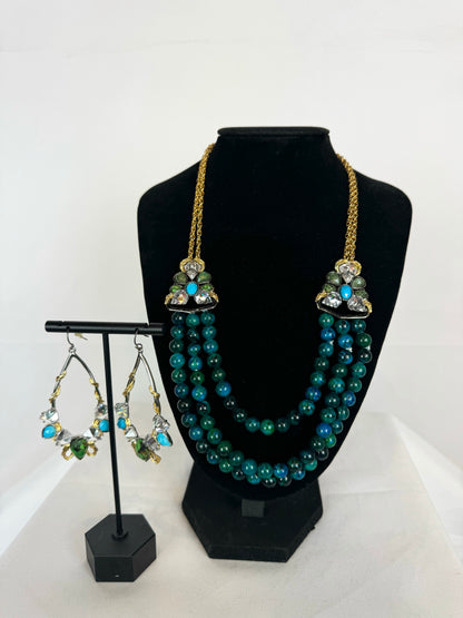 Alexis Bittar Turquoise Ornate Crystal Gem Drop Earrings