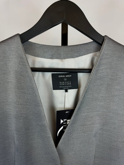Giorgio Armani - Barneys New York Silver Grey Button Up Blazer Jacket w Brass Buttons