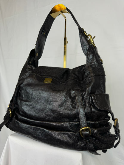 Kooba Dark Brown Shoulder Flap Bag w/ Bronze Hardware