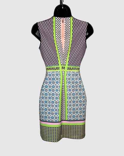 Clover Canyon Multi-Color Multi-Pattern High-Neck Sleeveless Mini Dress