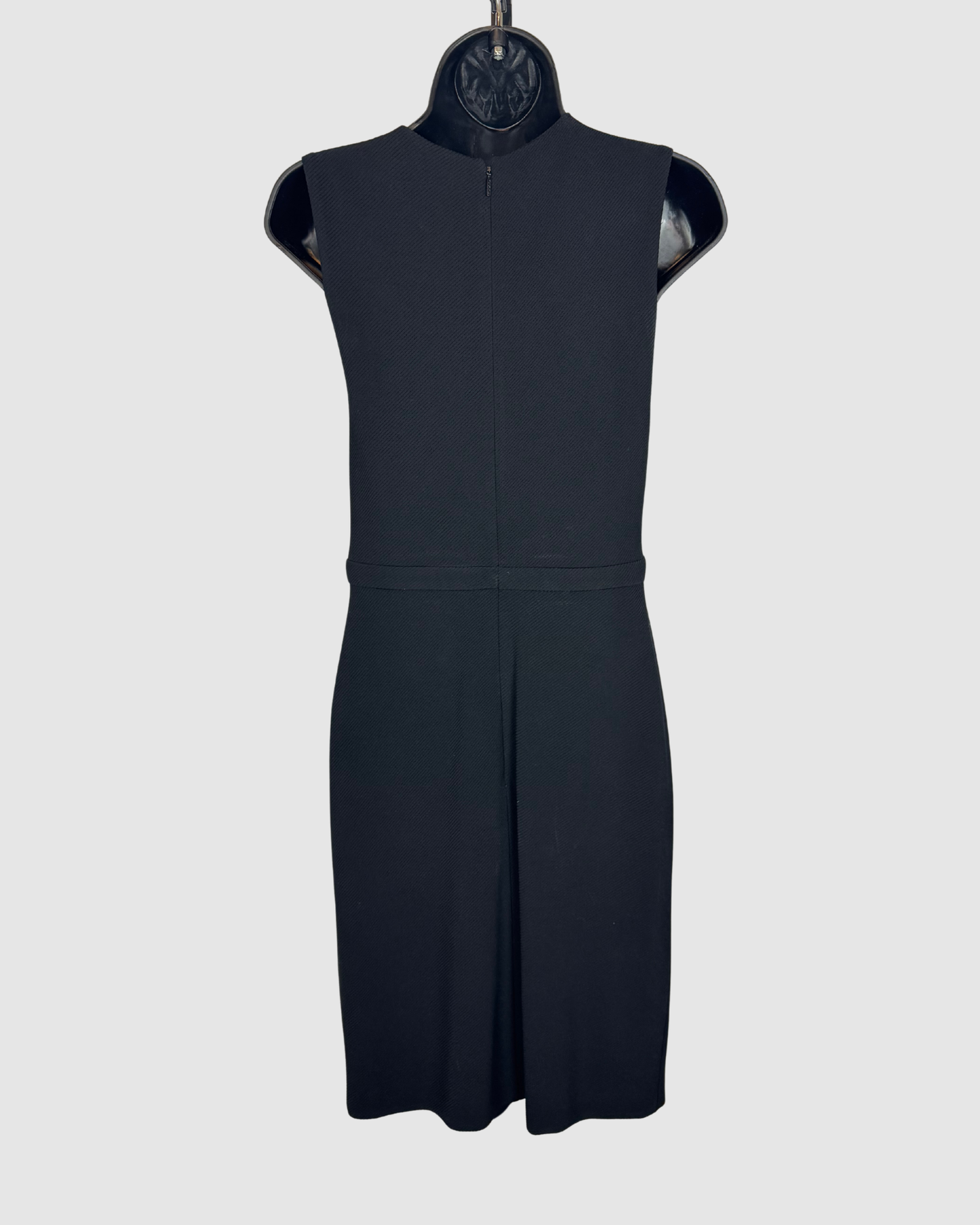 Gucci Black Ribbed Cross Front Sleeveless Knee-Length Dress