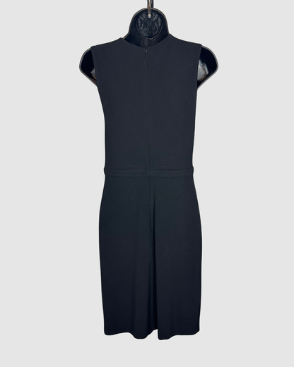 Gucci Black Ribbed Cross Front Sleeveless Knee-Length Dress