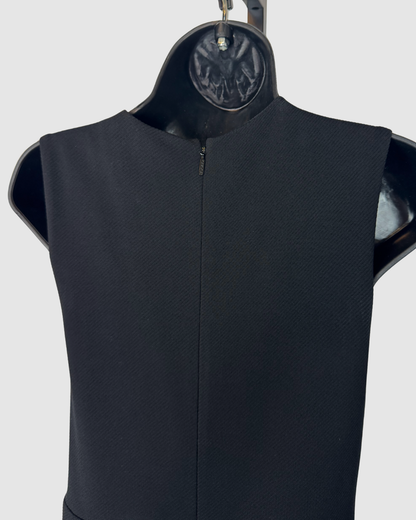 Gucci Black Ribbed Cross Front Sleeveless Knee-Length Dress