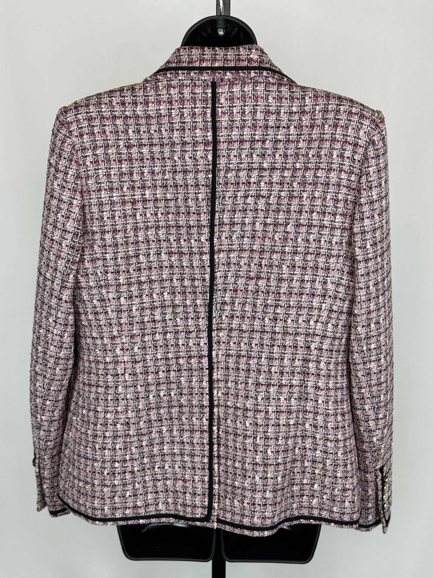 Veronica Beard Pink & Purple Tweed Button Up Jacket w 2 Front Pockets