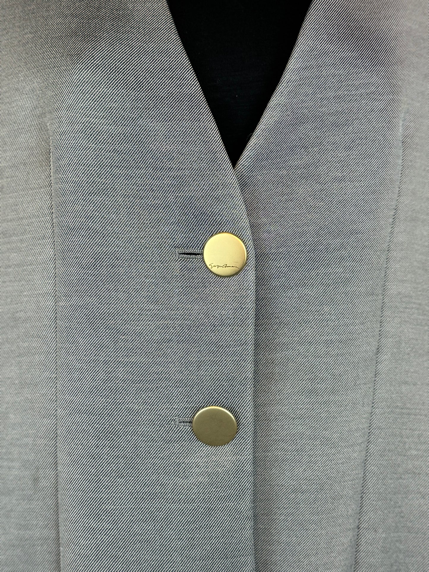 Giorgio Armani - Barneys New York Silver Grey Button Up Blazer Jacket w Brass Buttons