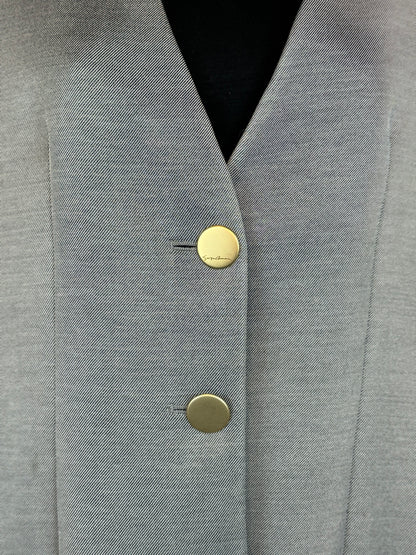 Giorgio Armani - Barneys New York Silver Grey Button Up Blazer Jacket w Brass Buttons
