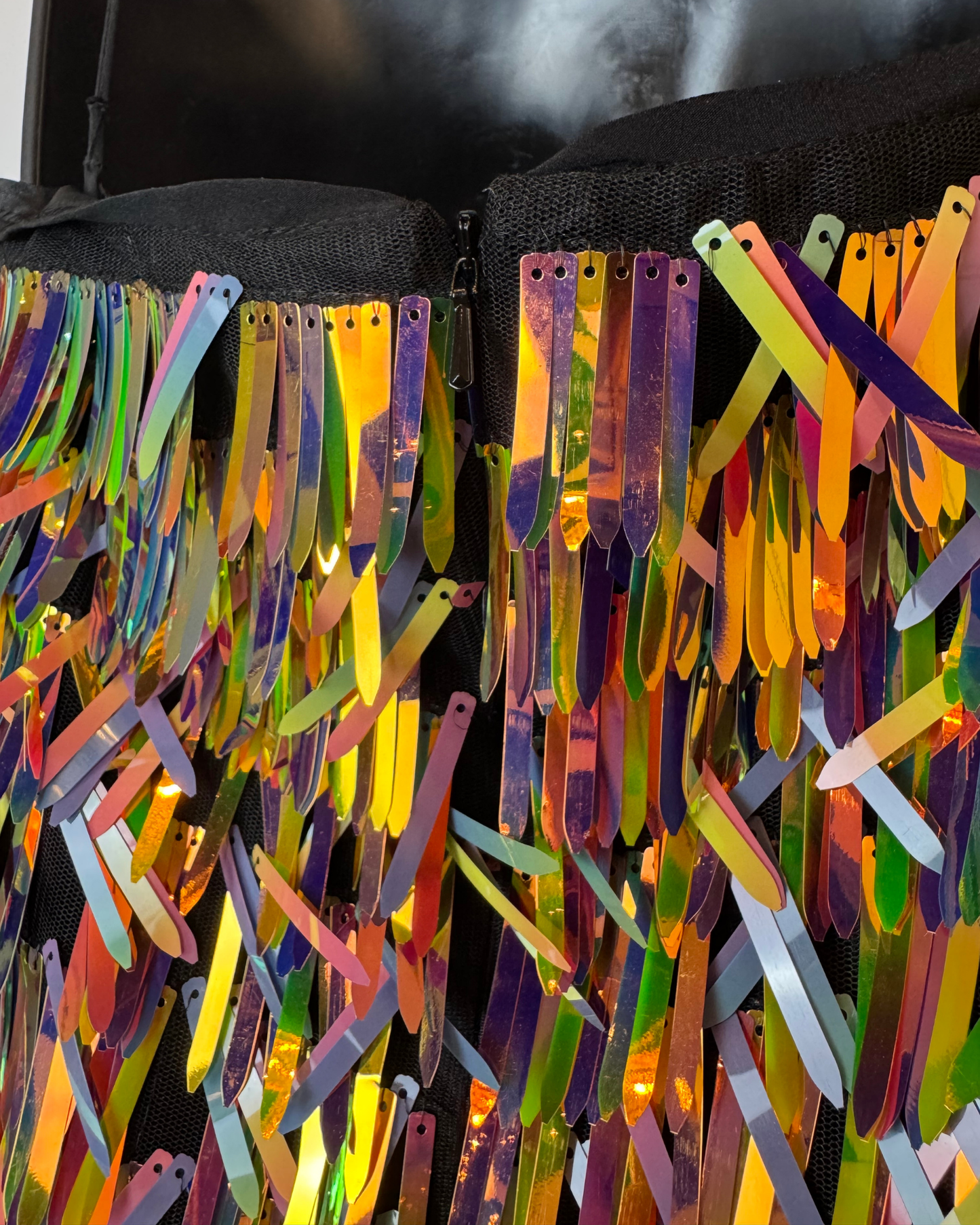 Milly Multicolor 3D Iridescent Tiered Strapless Knee-Length Dress