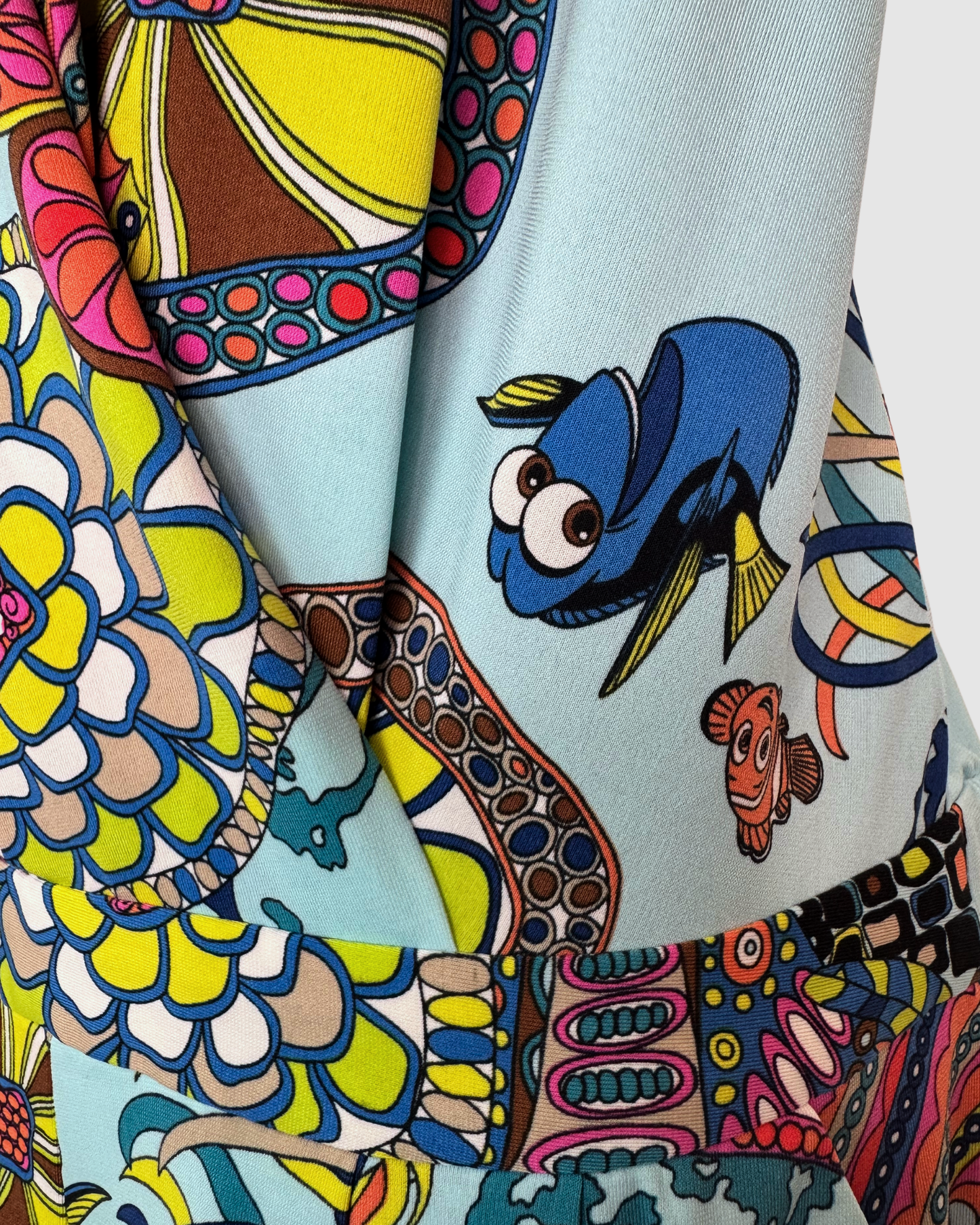 Trina Turk Baby Blue Multicolor Print Sleeveless V-Neck Pleated Skirt Romper