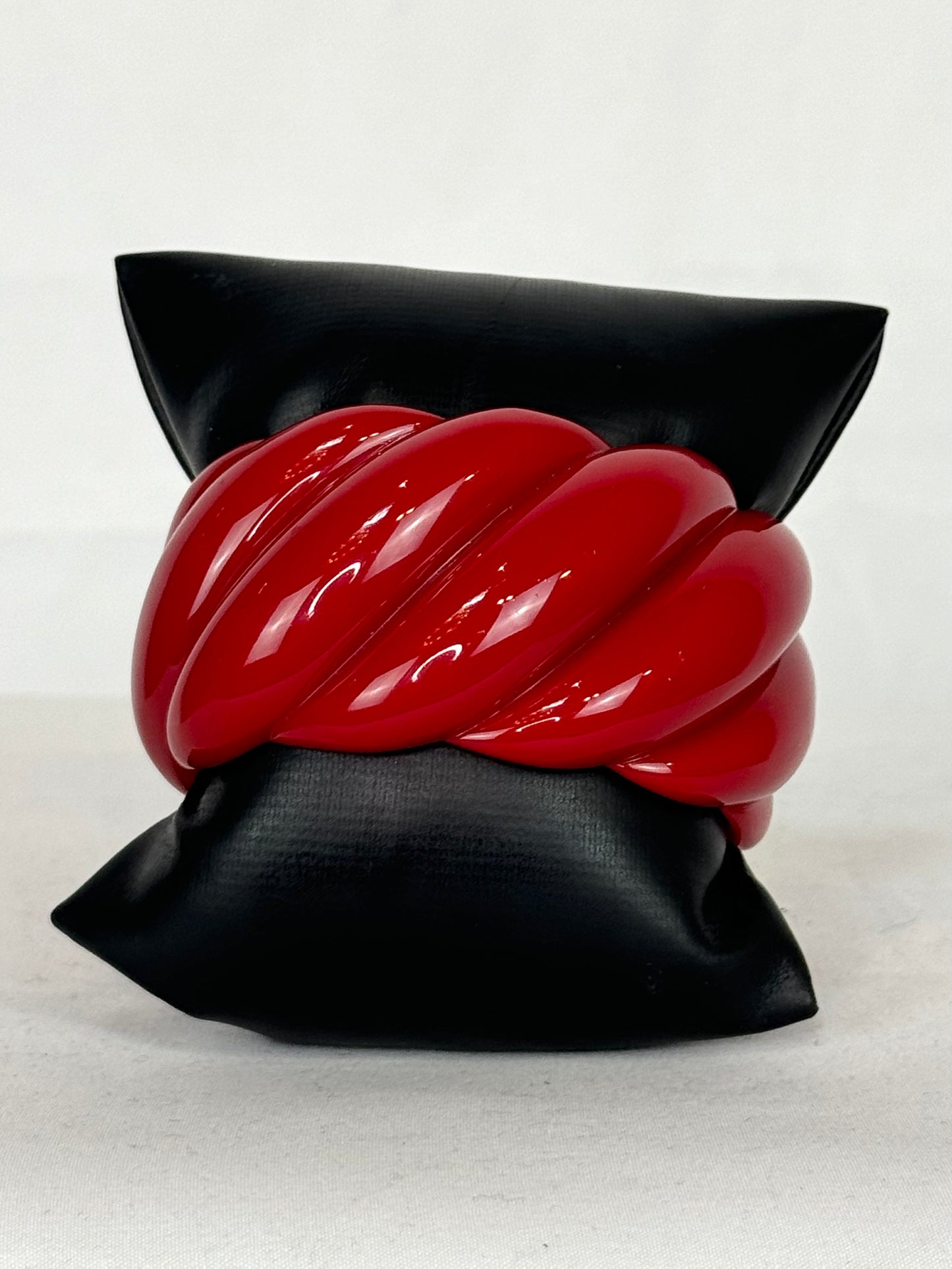 David Yurman Red 18K Gold Sculpted Cable Resin Cuff Bracelet