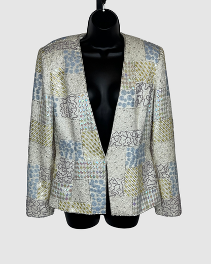 Lillie Rubin Vintage Pearl Sequin & Beaded Single Clasp Jacket