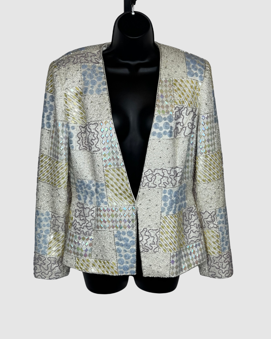 Lillie Rubin Vintage Pearl Sequin & Beaded Single Clasp Jacket