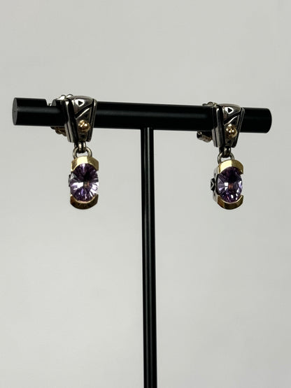John Atencio Sterling Silver & 18K Gold Purple Amethyst Drop Earrings