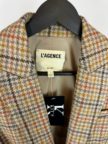 L'agence Brown Orange Plaid Cropped Blazer