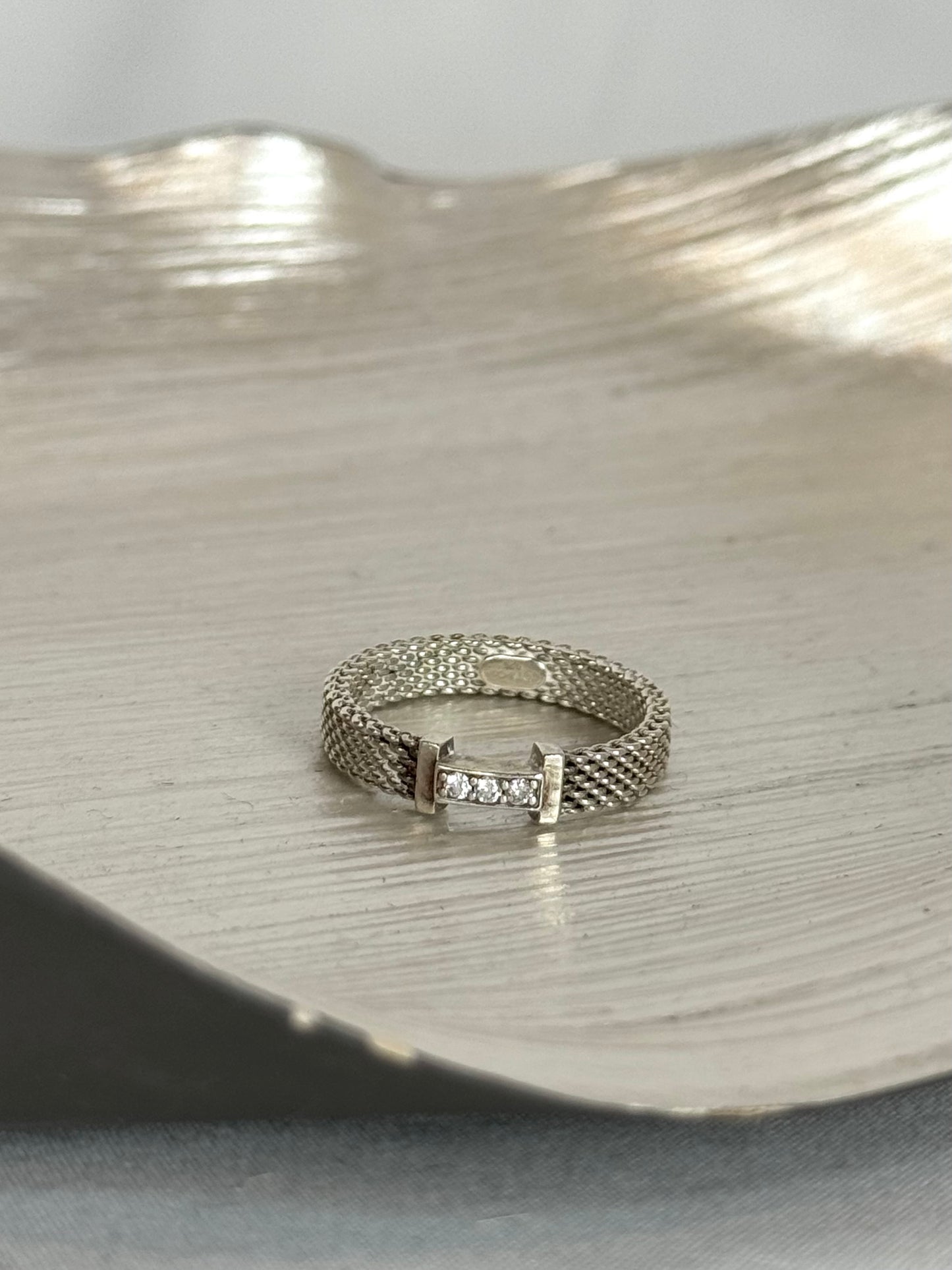 Tiffany & Co Somerset Sterling Silver 3 Diamond Ring