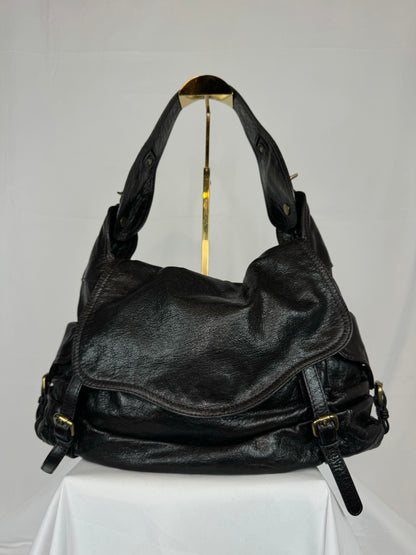 Kooba Dark Brown Shoulder Flap Bag w/ Bronze Hardware