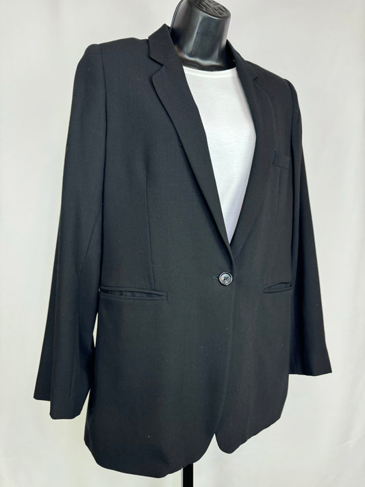 Ann Demeulemeester Wool Black Single Breasted & Button Blazer w 2 Front Pockets