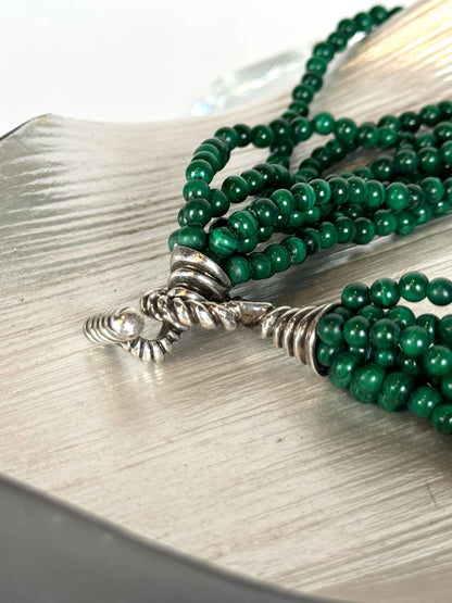 Tiffany & Co Green Multi-Strand Malachite Bead Necklace