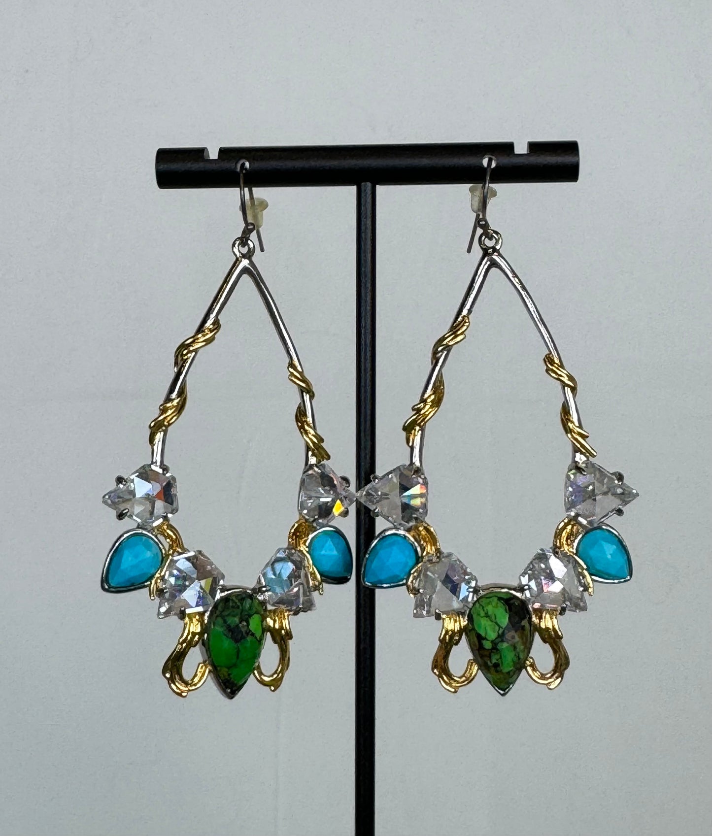 Alexis Bittar Turquoise Ornate Crystal Gem Drop Earrings