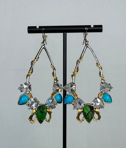 Alexis Bittar Turquoise Ornate Crystal Gem Drop Earrings