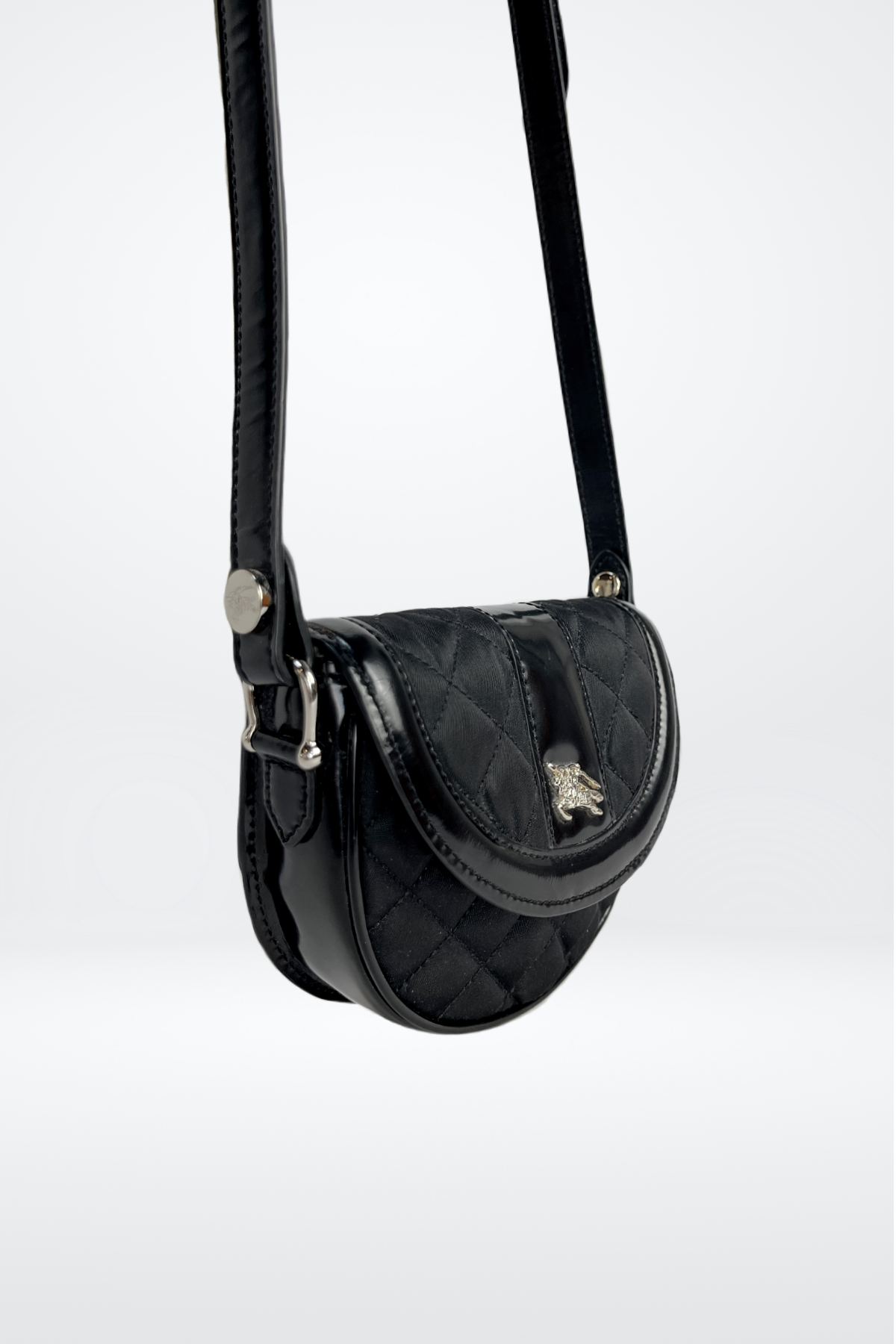 Burberry Micro Quilted Nylon & Patent Leather Crossbody Bag