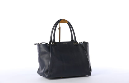 Lanvin Navy Leather Zip Closure Large Tote