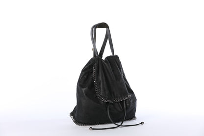 Stella McCartney Black Vegan Leather "Falabella" Backpack w Chain Detail