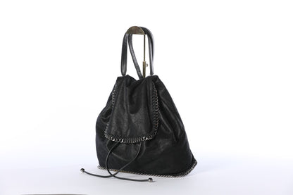 Stella McCartney Black Vegan Leather "Falabella" Backpack w Chain Detail