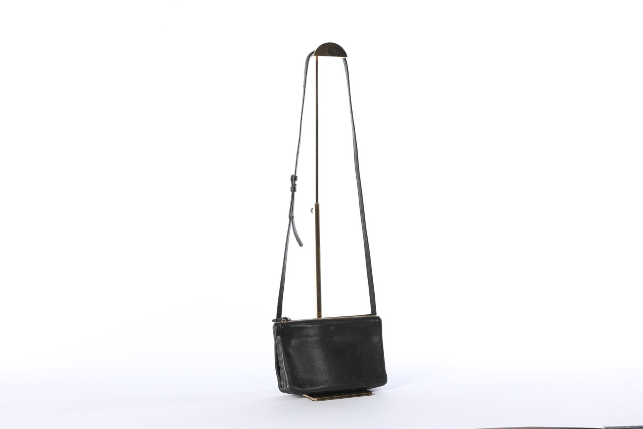 Celine Black Leather Trio Pull Apart Crossbody Bag