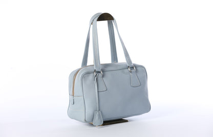 Prada Light Blue Leather Bauletto Satche Shoulder Bag