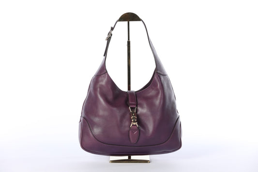 Gucci Purple Leather Jackie Shoulder Bag w/ Gold Clasp