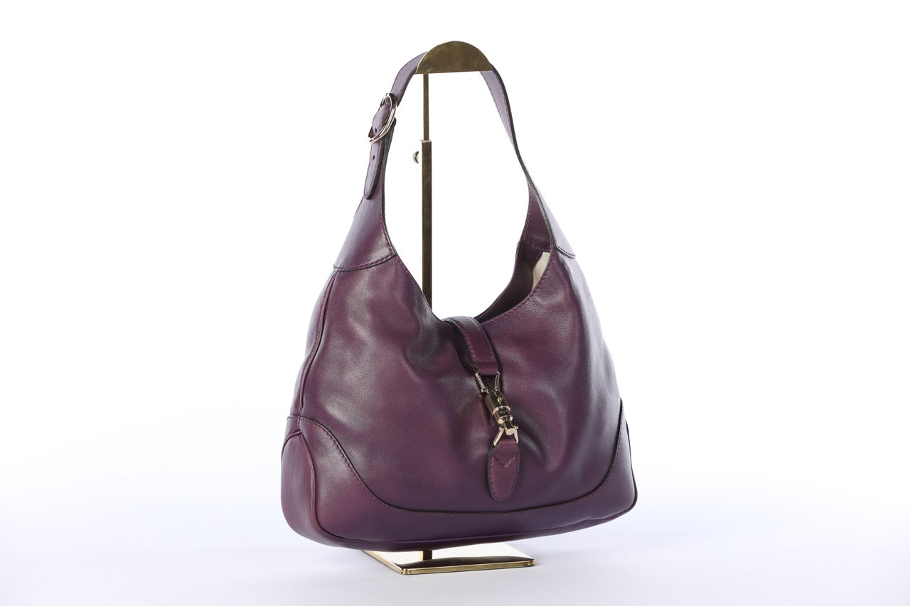 Gucci Purple Leather Jackie Shoulder Bag w/ Gold Clasp