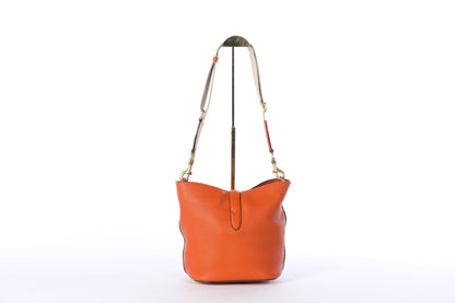 Gucci Orange "Jackie" Soft Leather Bucket Bag w Gold Hardware